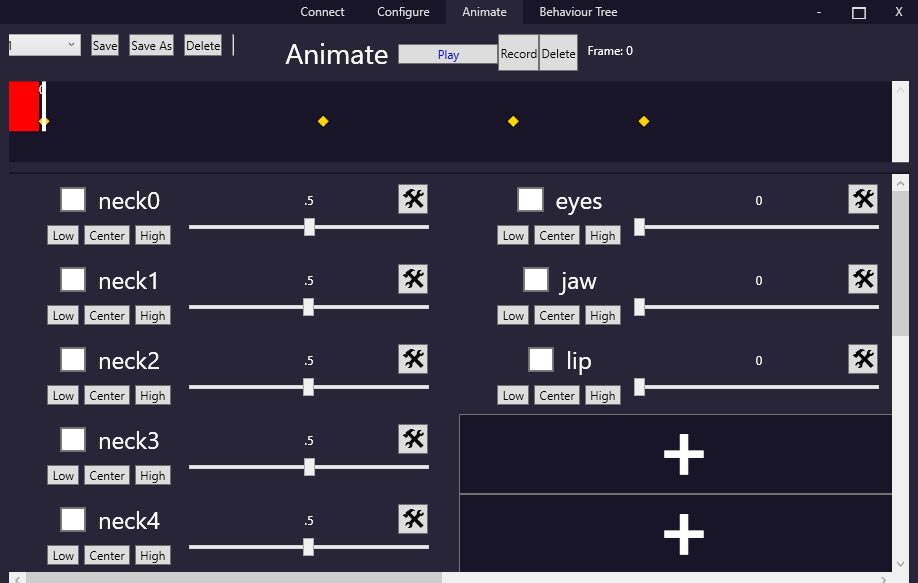 Animation timeline in the animatronic software