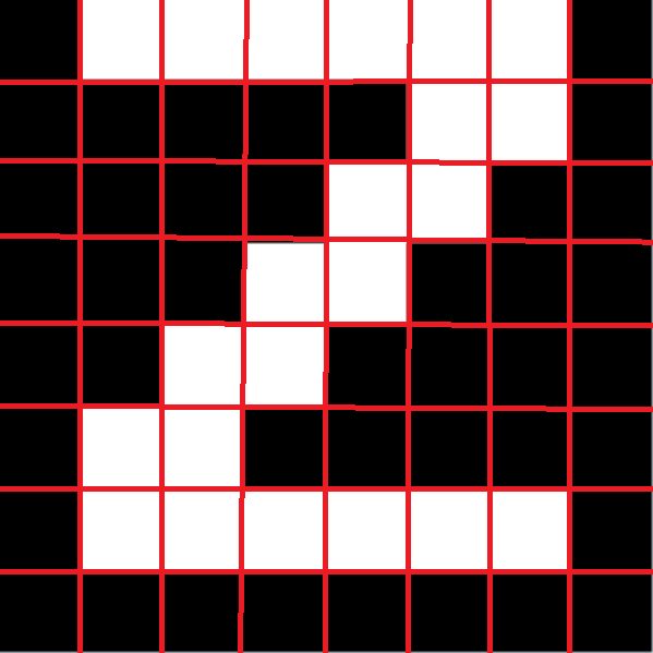 A single 8 by 8 character split into pixels