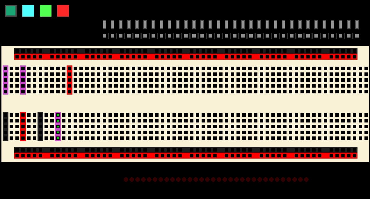 LED test circuit on the programmable breadboard