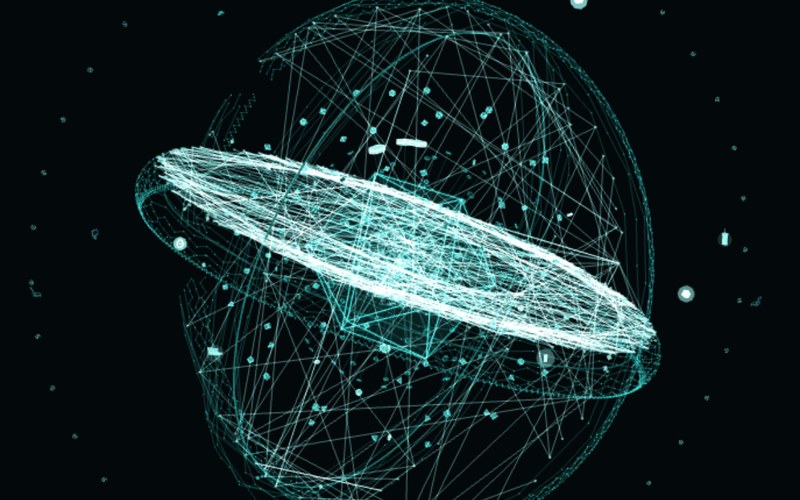Dark teal wireframe visualization of a connected sphere
